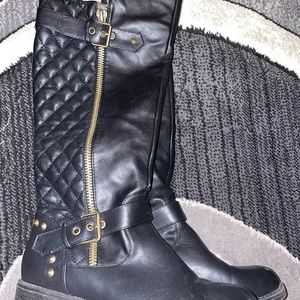 Black Knee High Quilt Boots